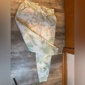 Love Streak MEDIUM green & white tie die jogger